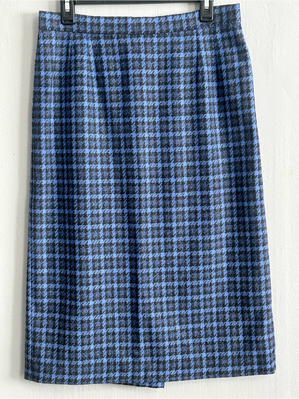 Pendleton Blue and Black Houndstooth Pencil Skirt